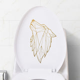 Autocollant-WC-Loup-Origami-Or