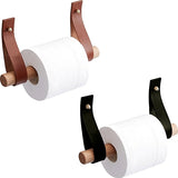 Porte-Rouleau-Papier-Toilette-Bois-Lasso-de-Cuir-Design-2-couleurs-Marron-et-Noir-Fond-Blanc-lepetitcoindesign.com