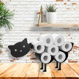 chat porte papier toilette sur pied