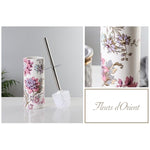 Balai-Brosse-WC-Design-Fleurs-d-Orient-couleur-Blanc-Rose-motif-floral-Présentation-Détails-lepetitcoindesign.com
