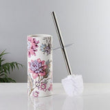Balai-Brosse-WC-Design-Fleurs-d-Orient-couleur-Blanc-Rose-motif-floral-Présentation-lepetitcoindesign.com