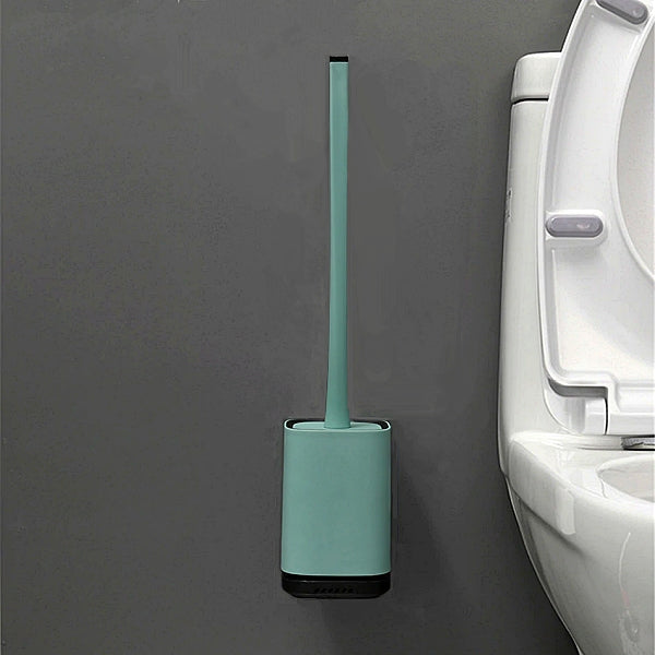 Brosse WC Plate en Silicone avec Support en INOX-A Suspendre ou