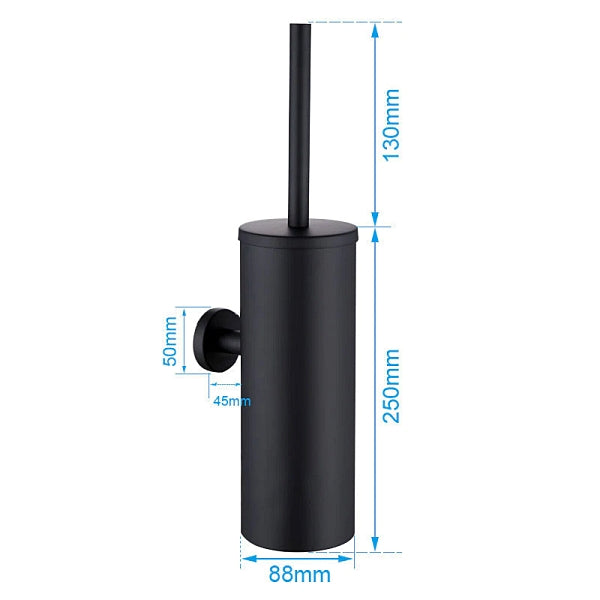 FIISAYL Brosse WC Acier Inoxydable Carré Noir – 2 Têtes + Support Moderne Anti-Odeur